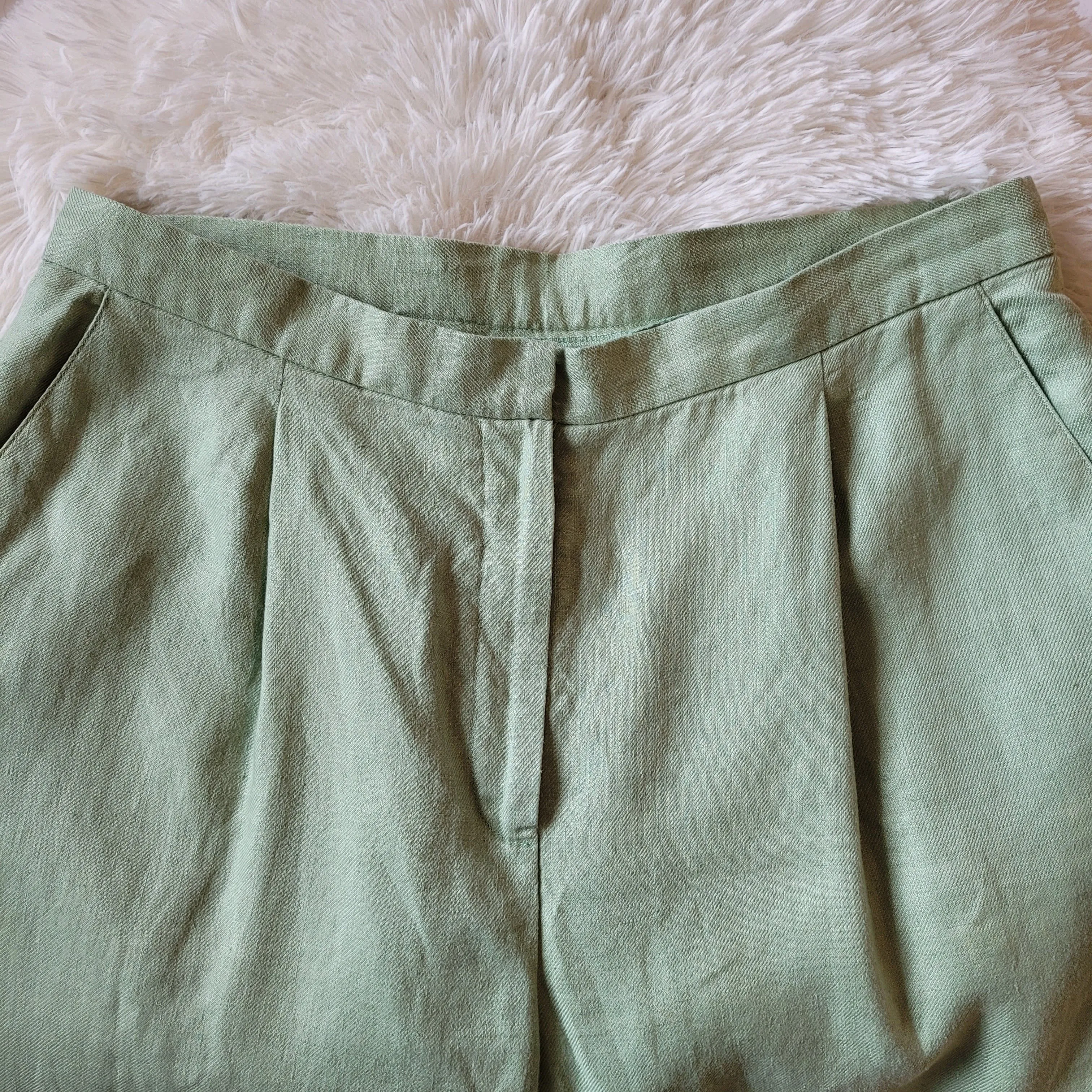 00's Pastel Green Linen Trouser Pants by Lauren Ralph Lauren