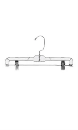 14" Clear Plastic Skirt and Pants Hangers Metal Clips