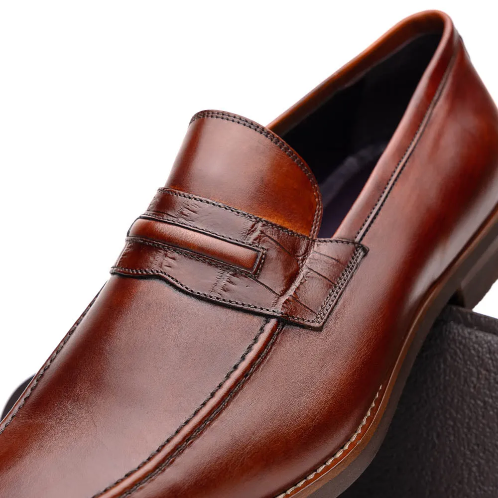 15-703-CGN MEO Hand Burnished Loafers Cognac