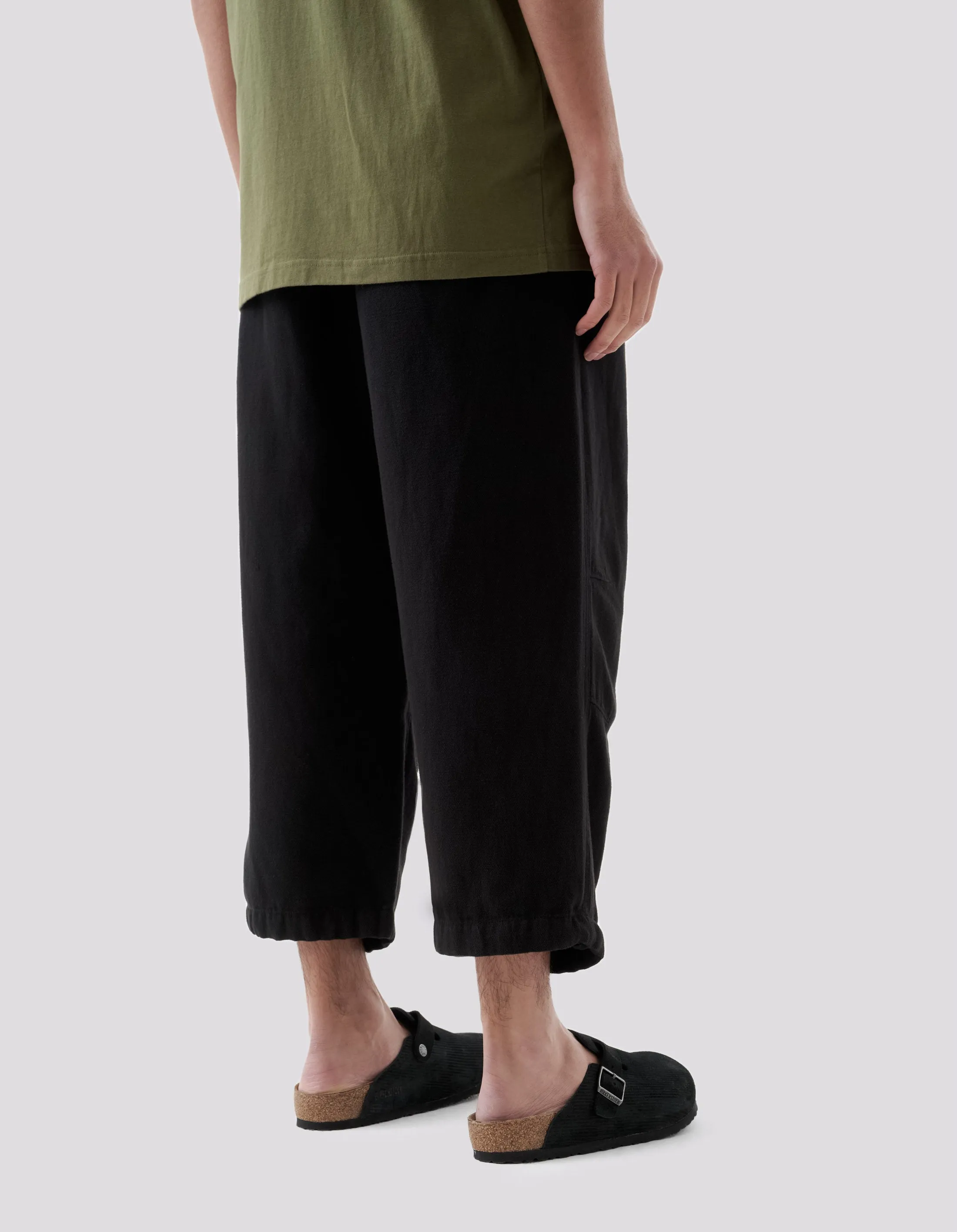 5008 Hemp Asym Cropped Track Pants Black