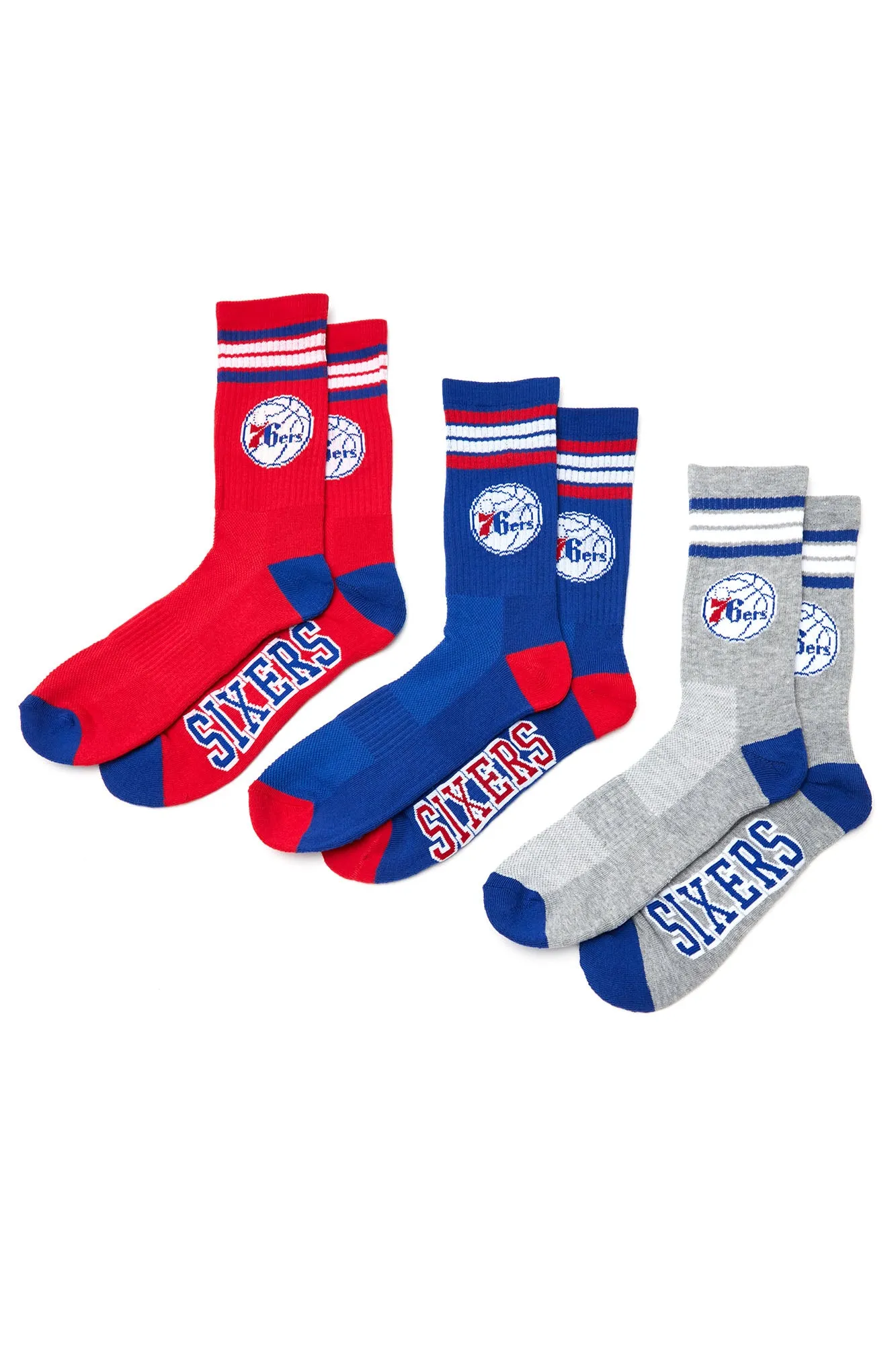 76ERS Athletic Crew Socks 3 Pack - Blue/combo