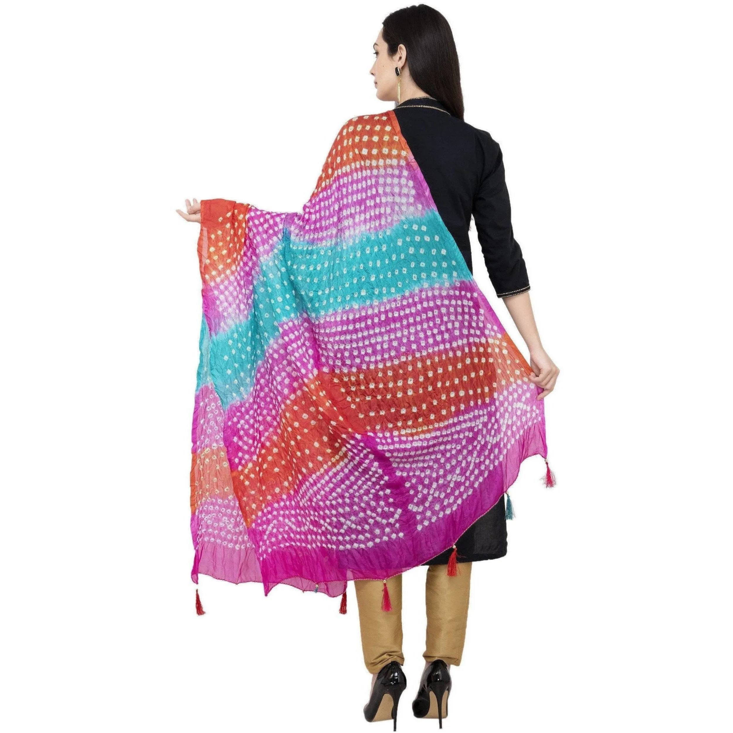 A R Silk Bandhej Multi Tasal Fancy Multi Color Dupatta