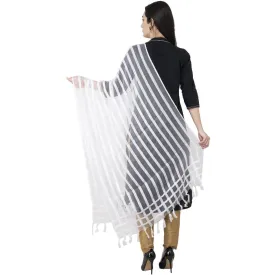 A R Silk Moti Luv Luv Stripe Regular Dupatta White Color Dupatta or Chunni