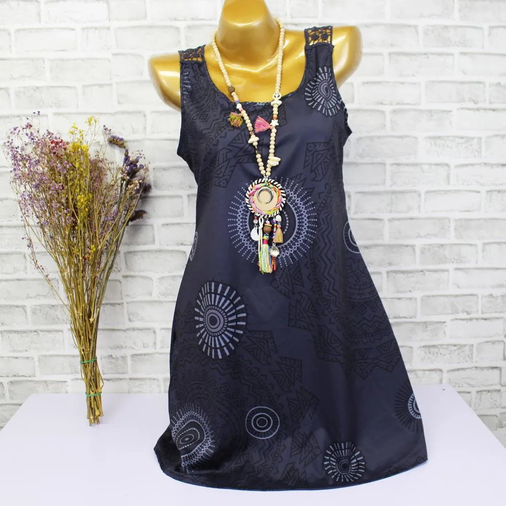 Abstract Mandala Print Summer Dress