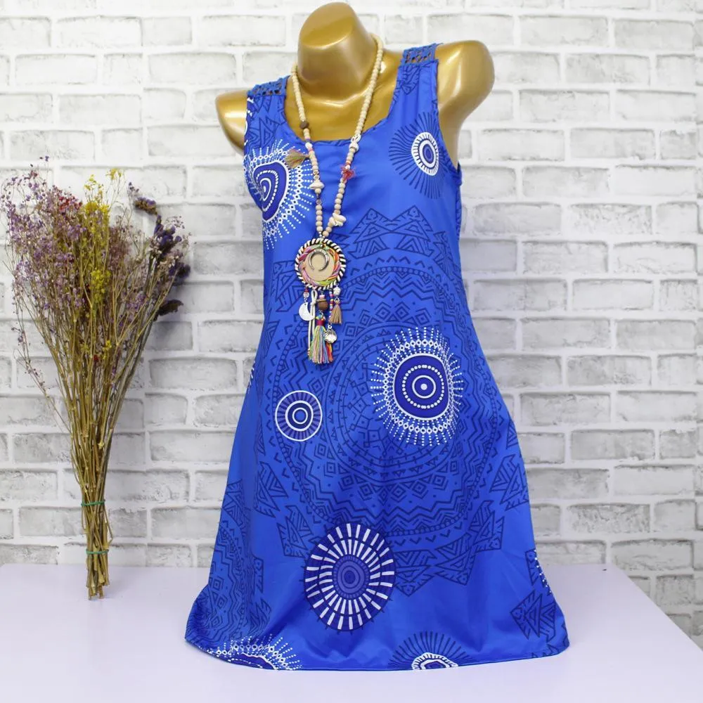 Abstract Mandala Print Summer Dress