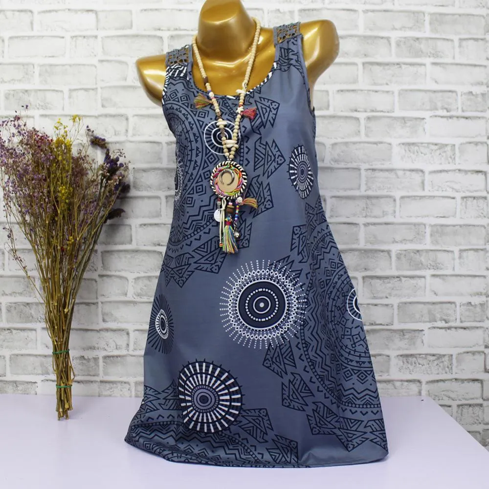 Abstract Mandala Print Summer Dress