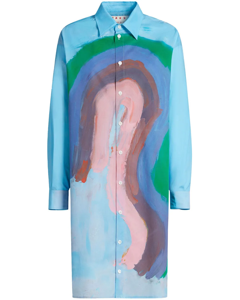 Abstract Rainbow Long Sleeve Shirt Dress