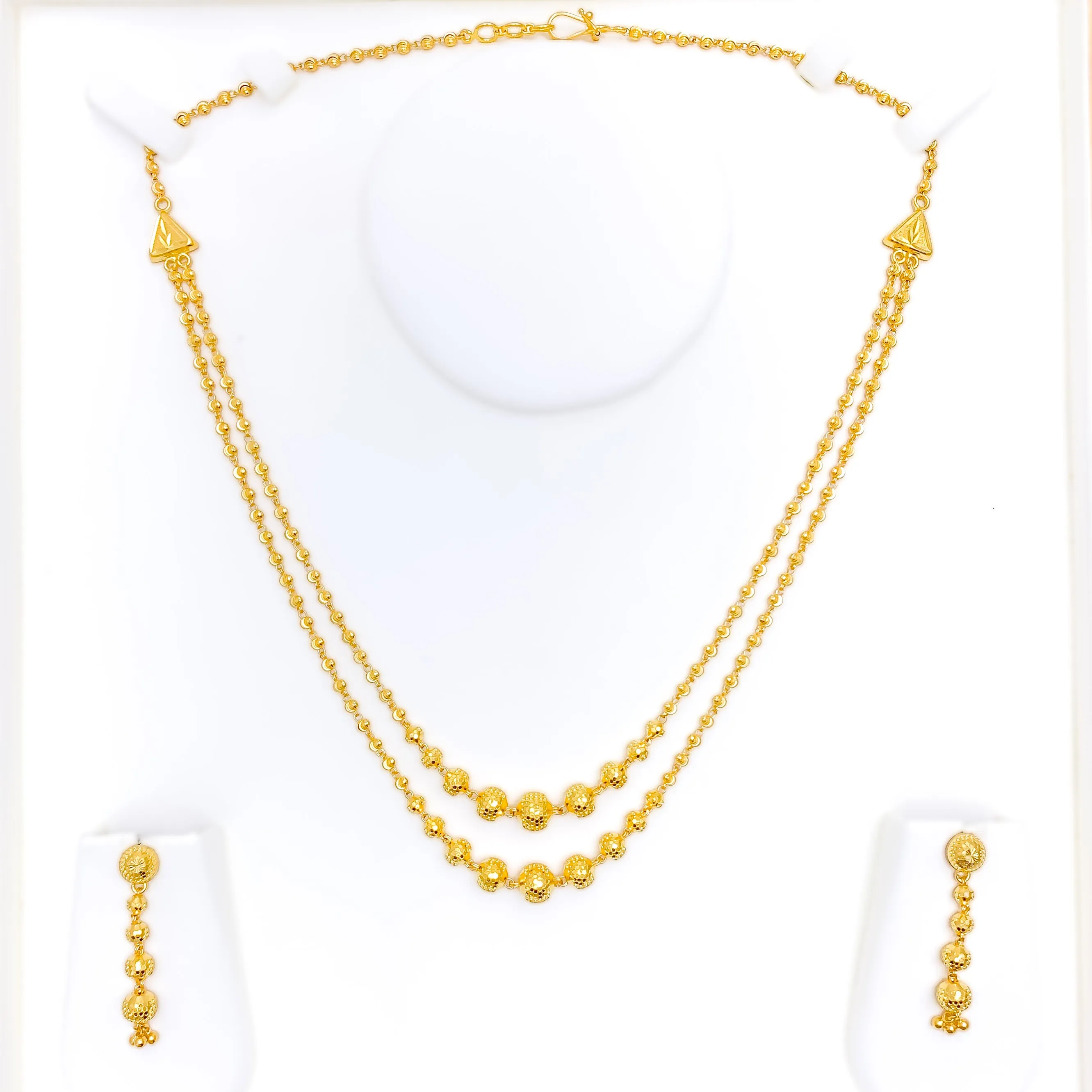 Accented Shimmering 22k Gold Dual Lara Necklace Set