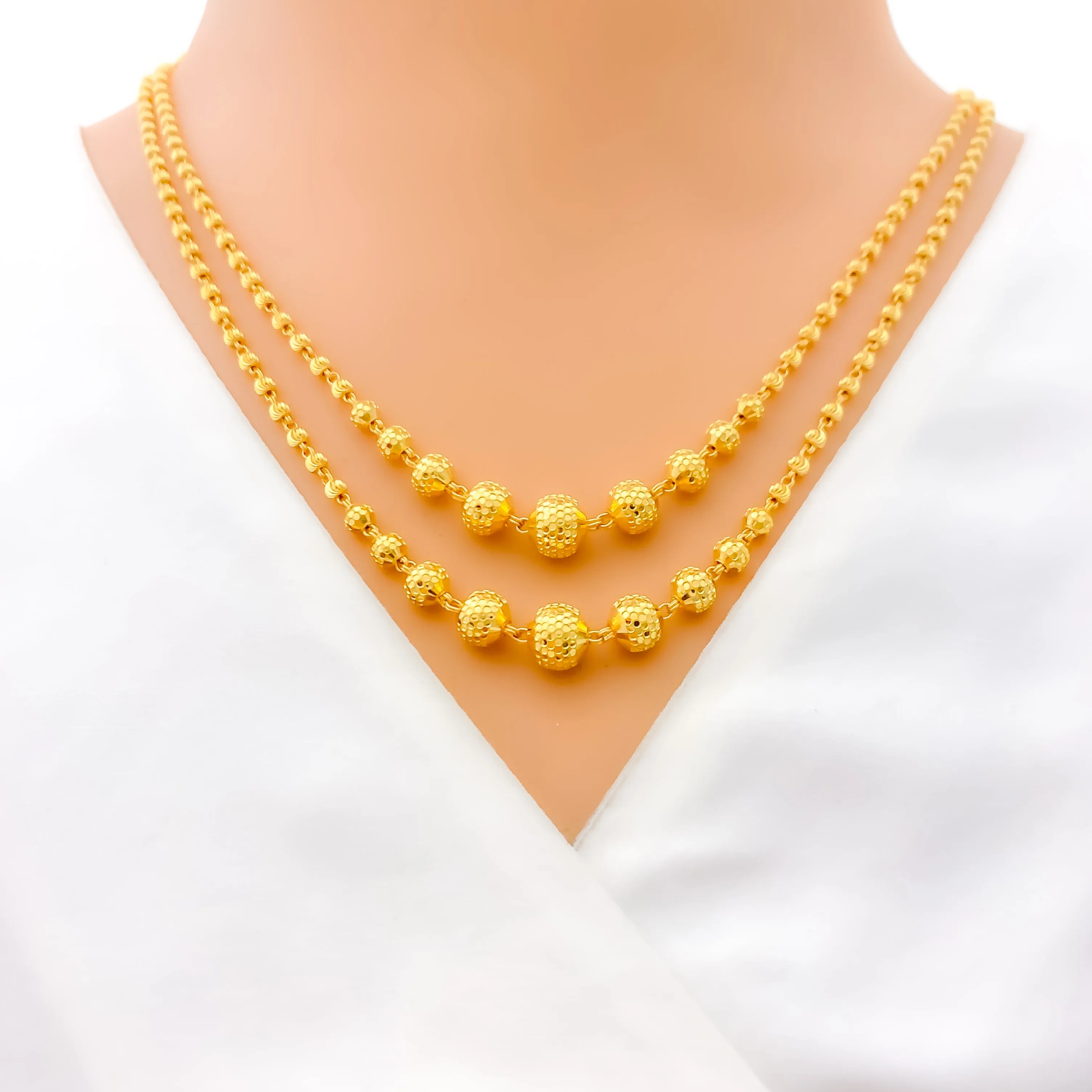 Accented Shimmering 22k Gold Dual Lara Necklace Set