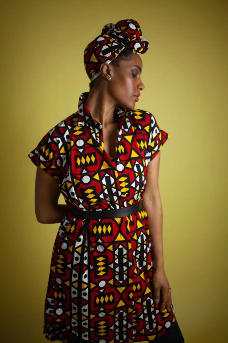 African Dress In Electric Red Samakaka