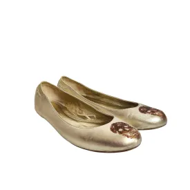 Alexander McQueen Gold Sequins Skull Ballet Flats | Pre Loved |