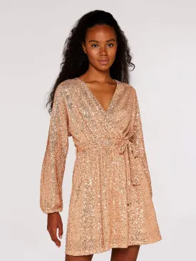 Apricot Rose Gold Sequin Dress