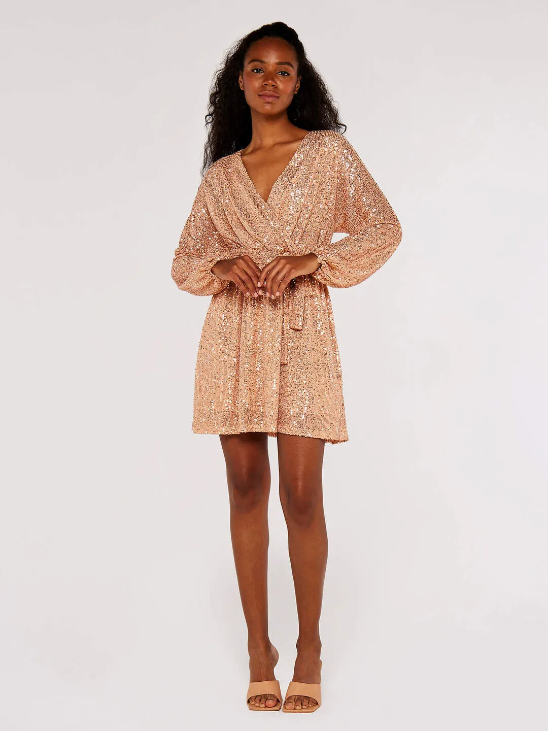 Apricot Rose Gold Sequin Dress