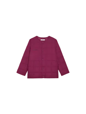 Archive Kid’s Flower-Warmth Quilted Collarless Jacket—plum purple