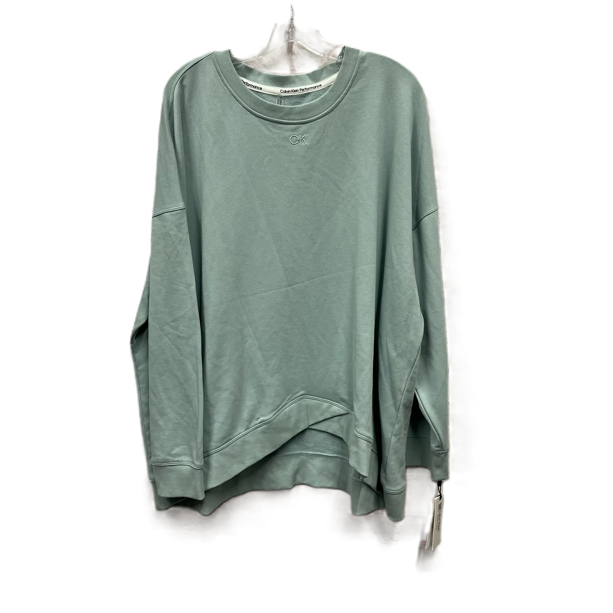 Athletic Sweatshirt Crewneck By Calvin Klein In Green, Size: 3x