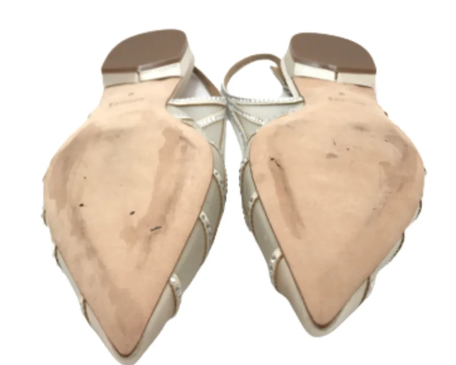 Badgley Mischka Ivory 'Hanna' Slingback Flats | Like New |