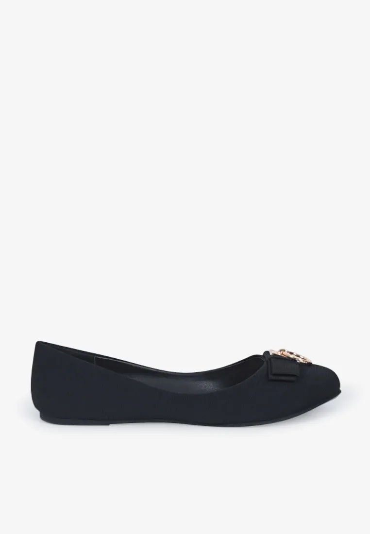 Ballerina Gold Charm Classic Flats - Black