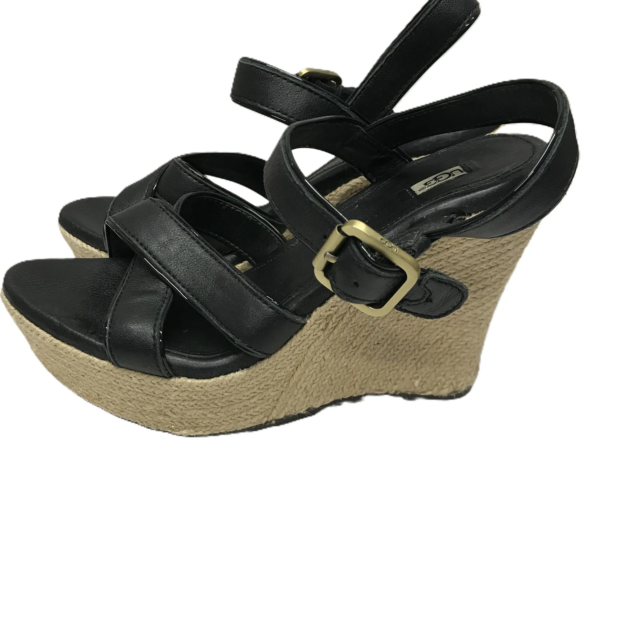 Black & Tan Sandals Heels Wedge By Ugg, Size: 7