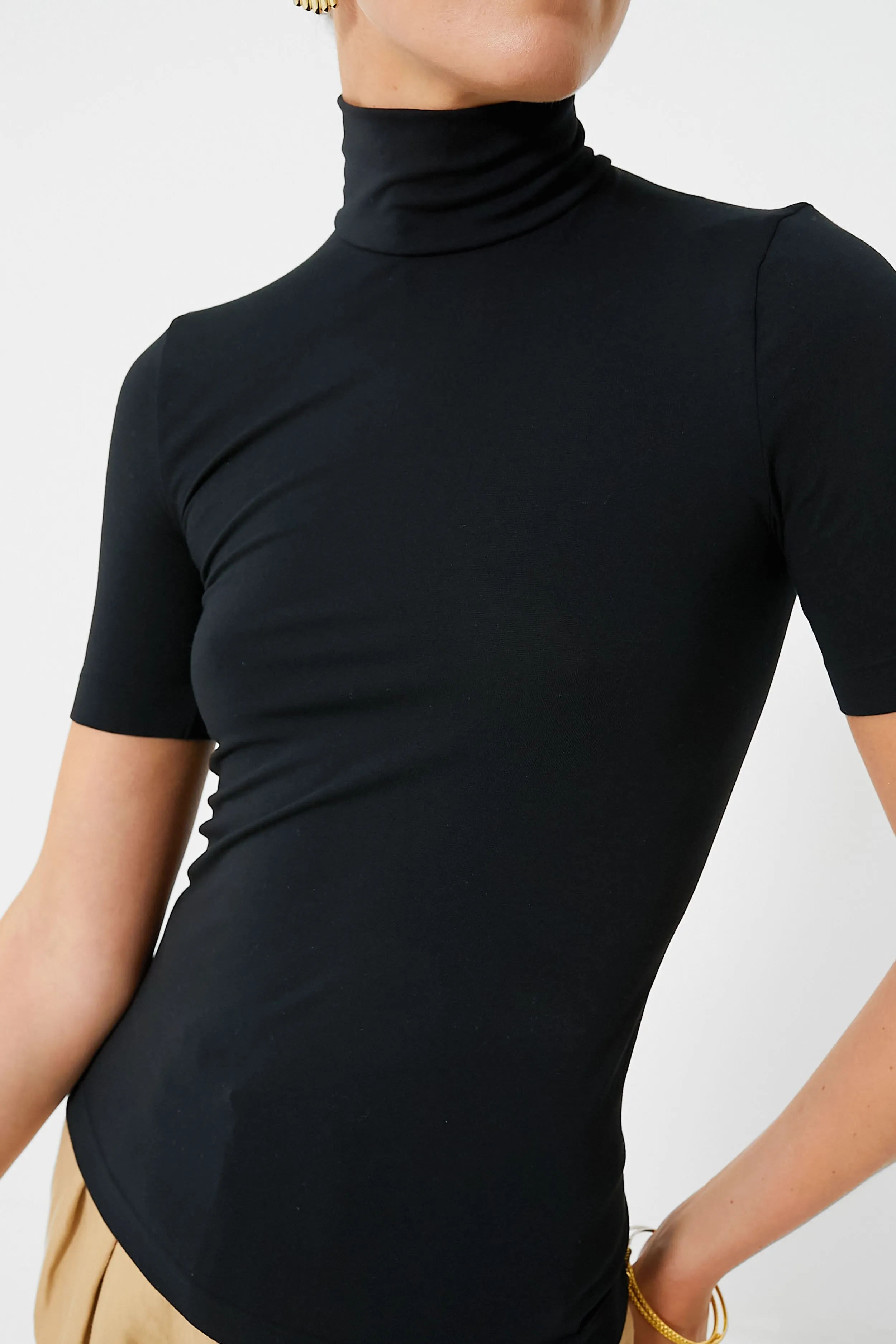 Black Aurora Short Sleeve Turtleneck