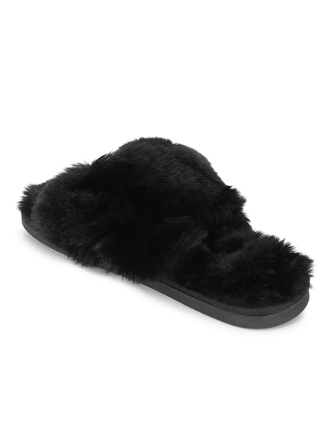 Black Fur Winter Warm Comfy Slipper (TC-INDSLIP1-BLK)