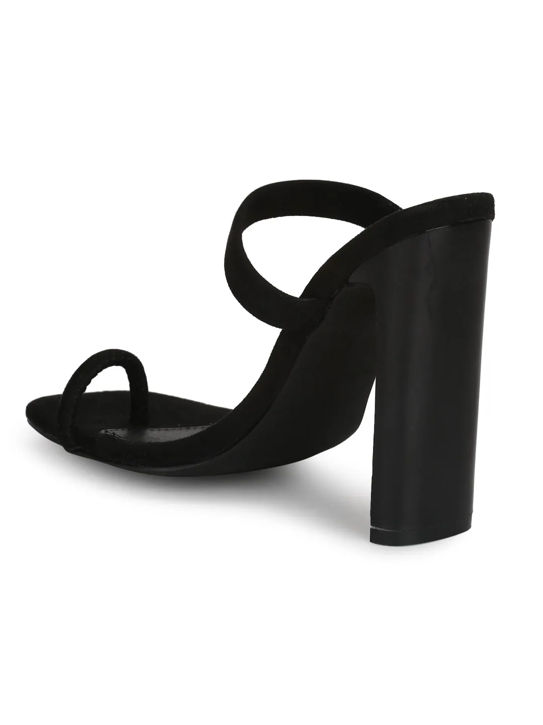 Black Micro Slip-On Slim Block Heels