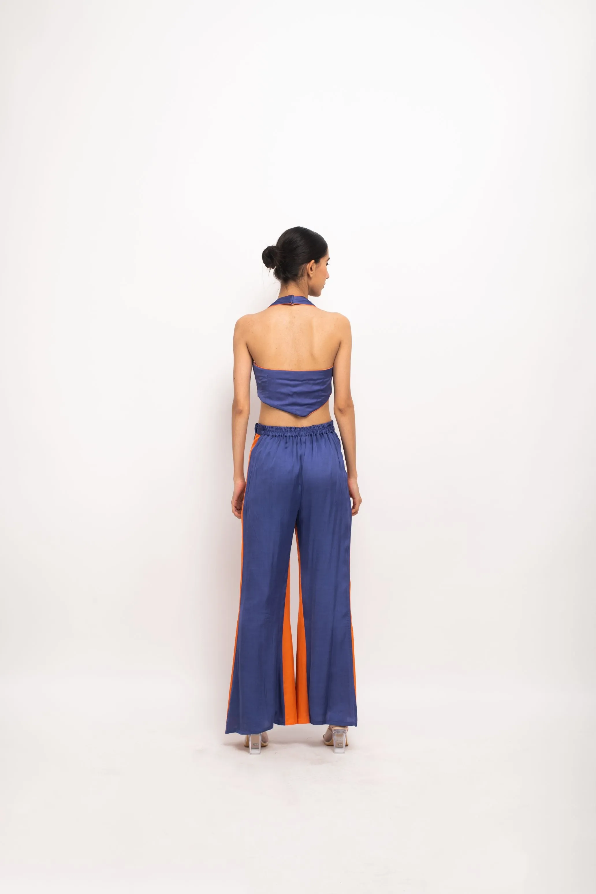 Blue-Orange Halter Neck Set