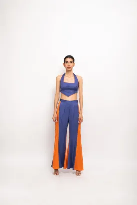 Blue-Orange Halter Neck Set