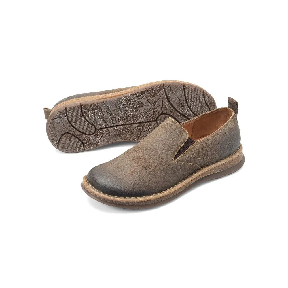 BORN BRYSON SLIP ON DISTRESSED SUEDE TAUPE - MENS