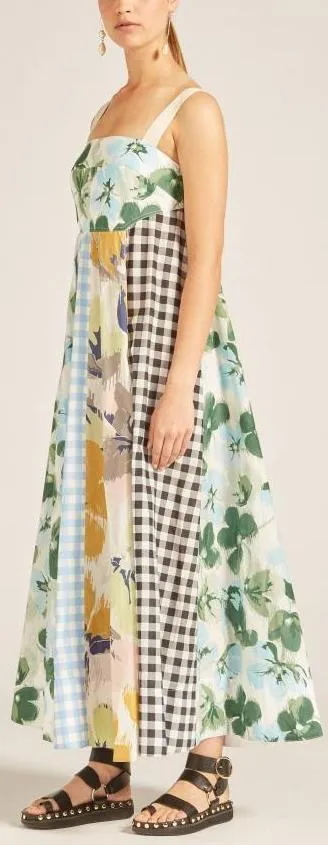 'Bridget' Mixed Print Apron Dress