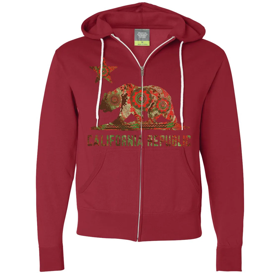 California Chumash Mandala Bear Zip-Up Hoodie