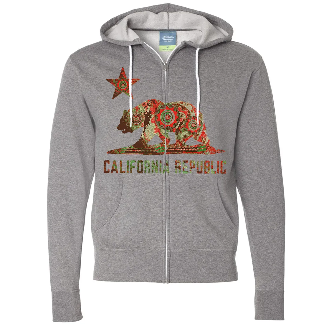 California Chumash Mandala Bear Zip-Up Hoodie