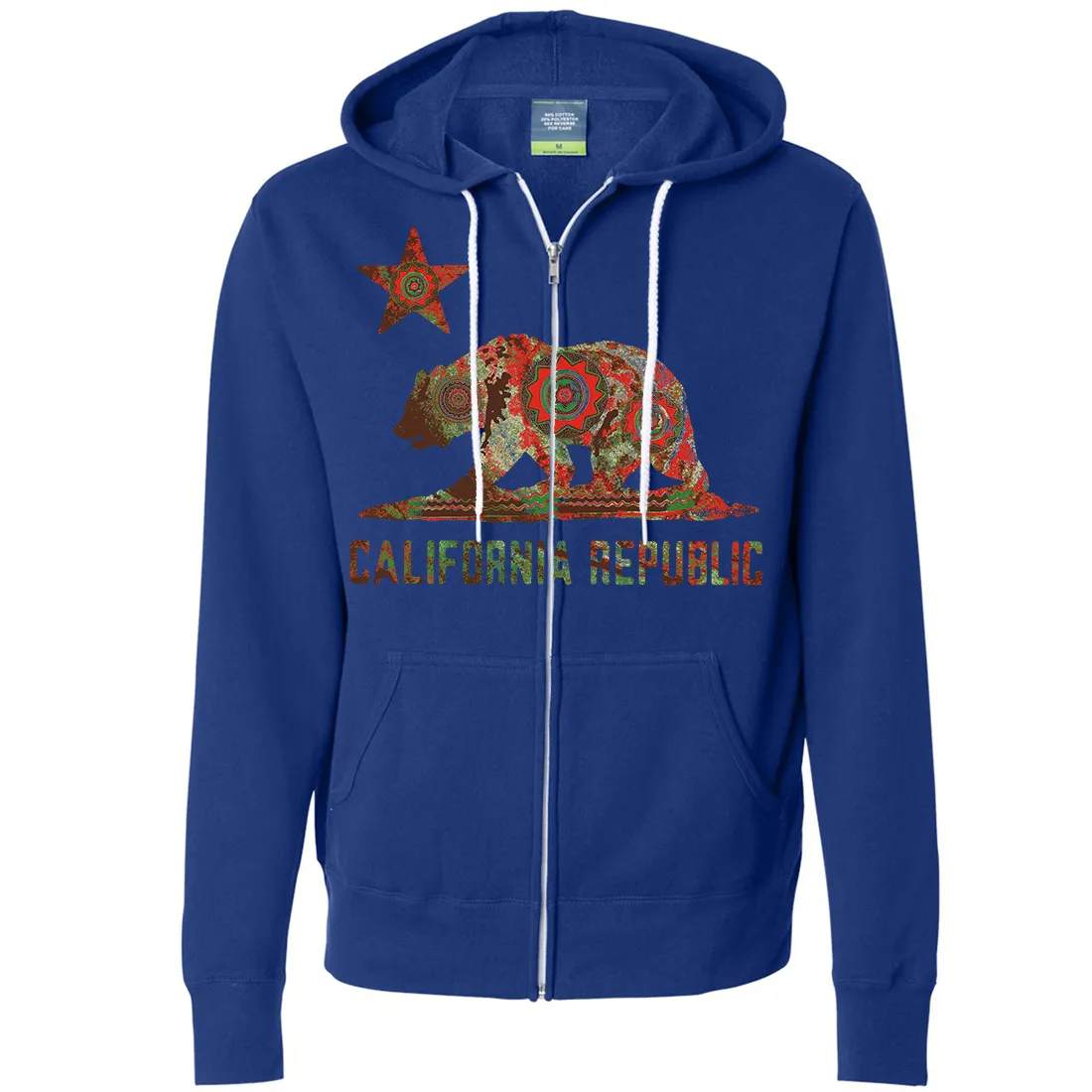 California Chumash Mandala Bear Zip-Up Hoodie