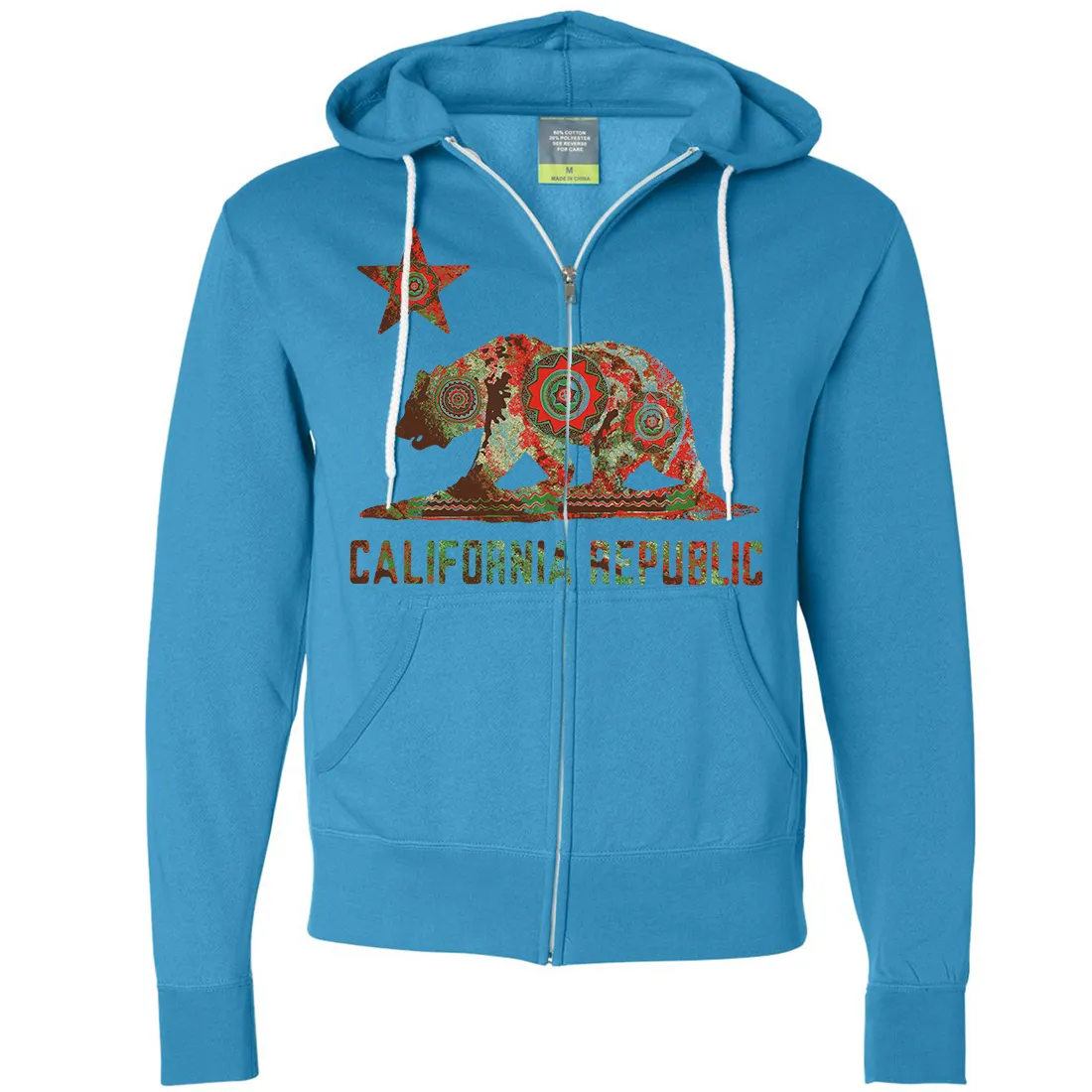 California Chumash Mandala Bear Zip-Up Hoodie