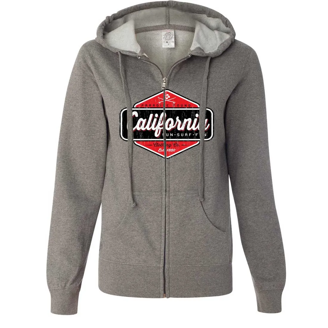 California Paradise Found Ladies Zip-Up Hoodie