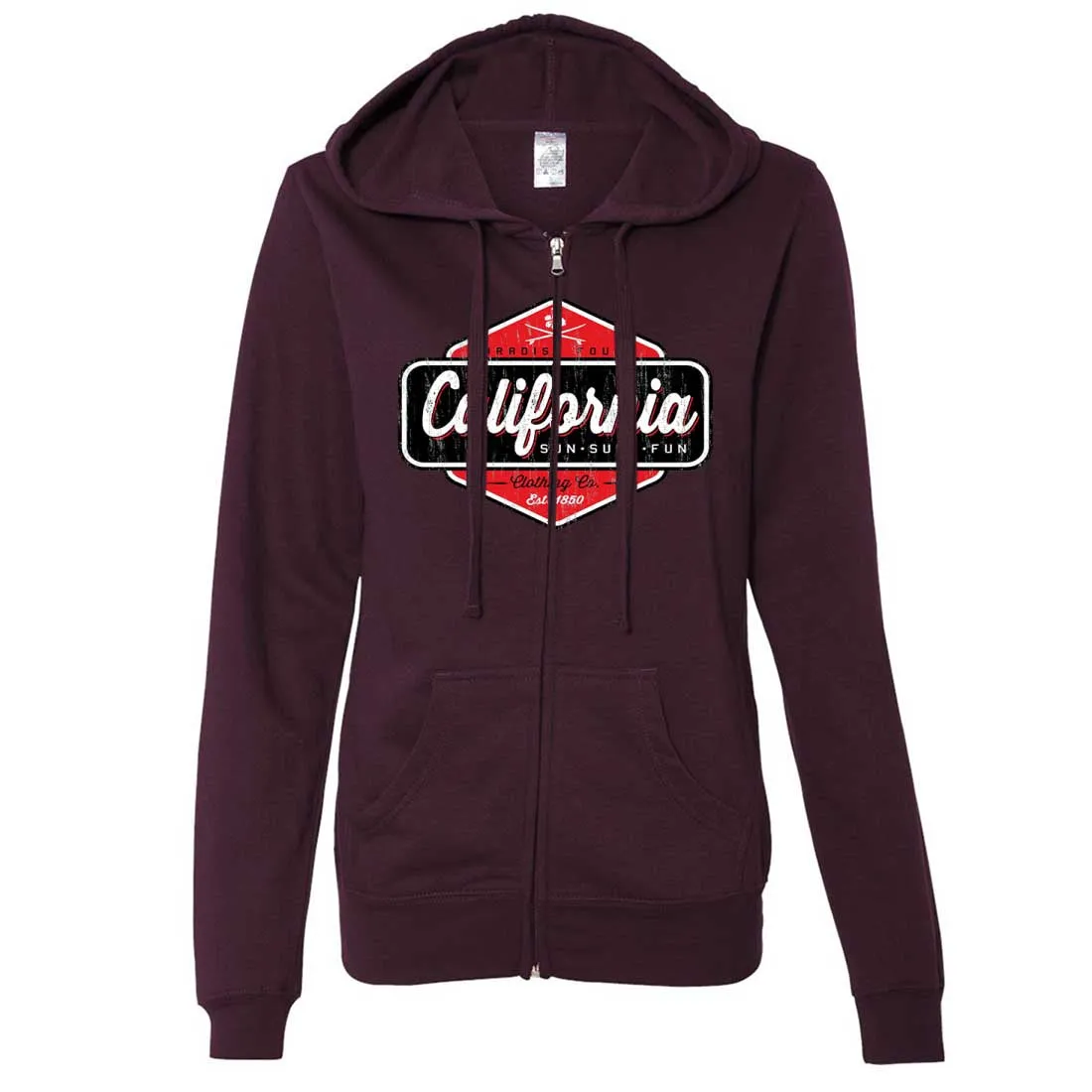 California Paradise Found Ladies Zip-Up Hoodie