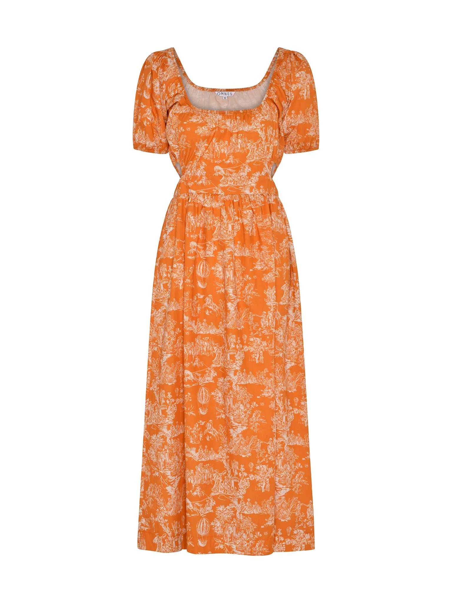 Camellia Midi Dress in Orange Toile