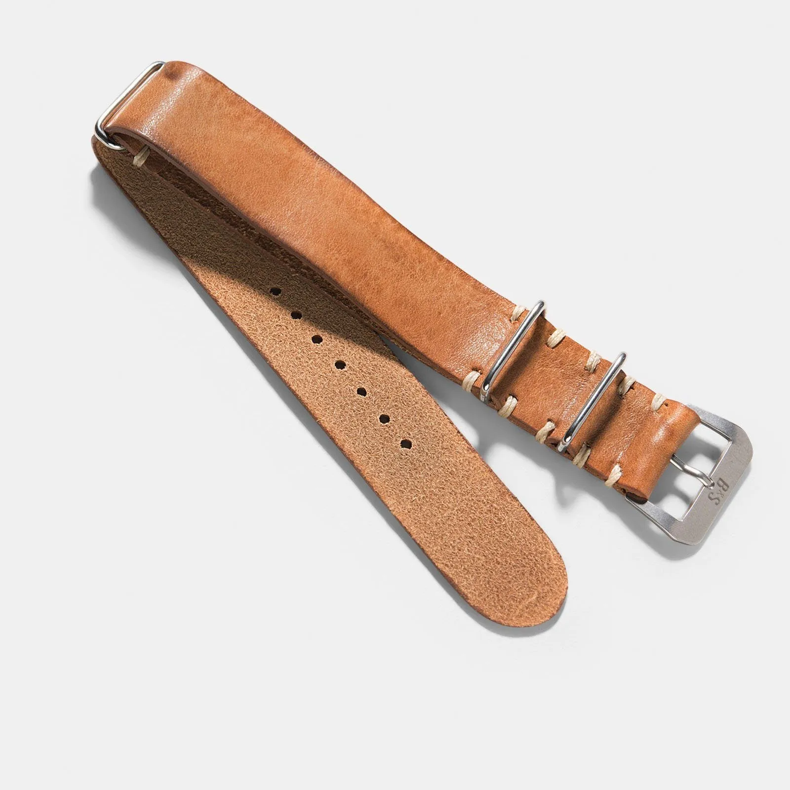 Caramel Brown Single Pass Leather Watch Strap