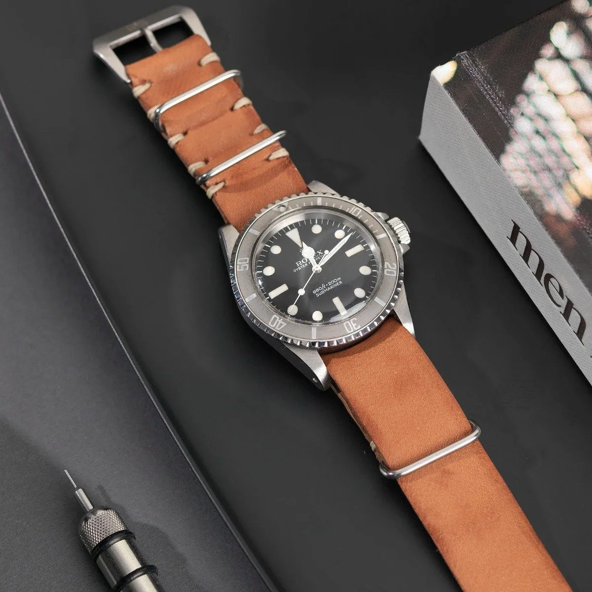 Caramel Brown Single Pass Leather Watch Strap