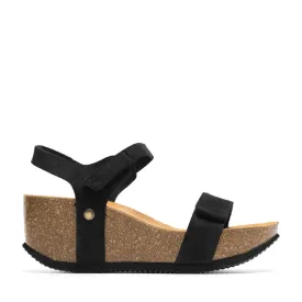 Casanni Black Velcro Leather Sandals