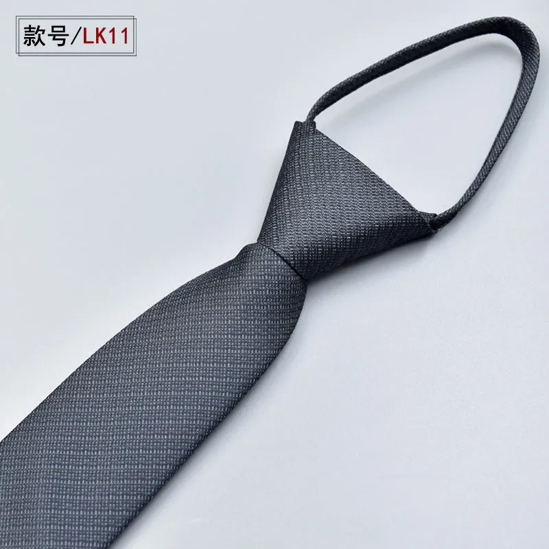 Classic Solid Color Silky Zipper Necktie Men's Pretied Ties  |  LK02