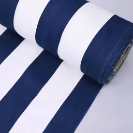 Cotton Gabardine Twill - Wide Stripe - Navy and White