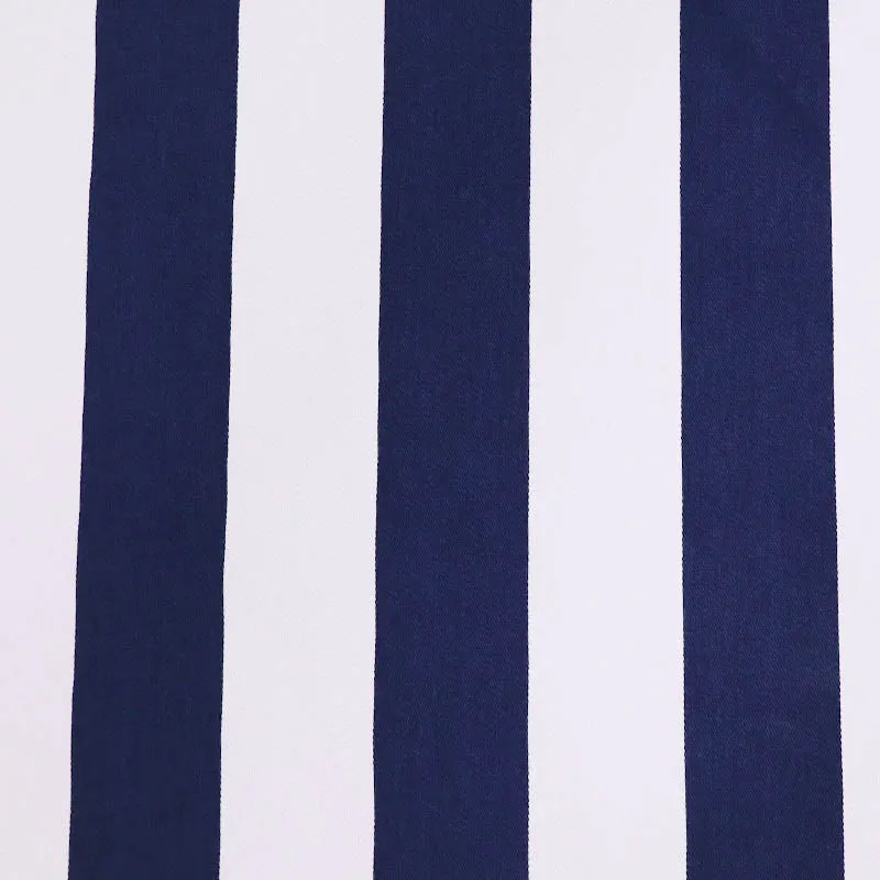 Cotton Gabardine Twill - Wide Stripe - Navy and White