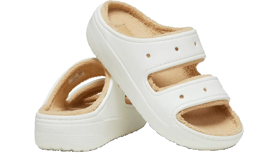 Crocs Classic Cozzy Towel Sandal White Shiitake