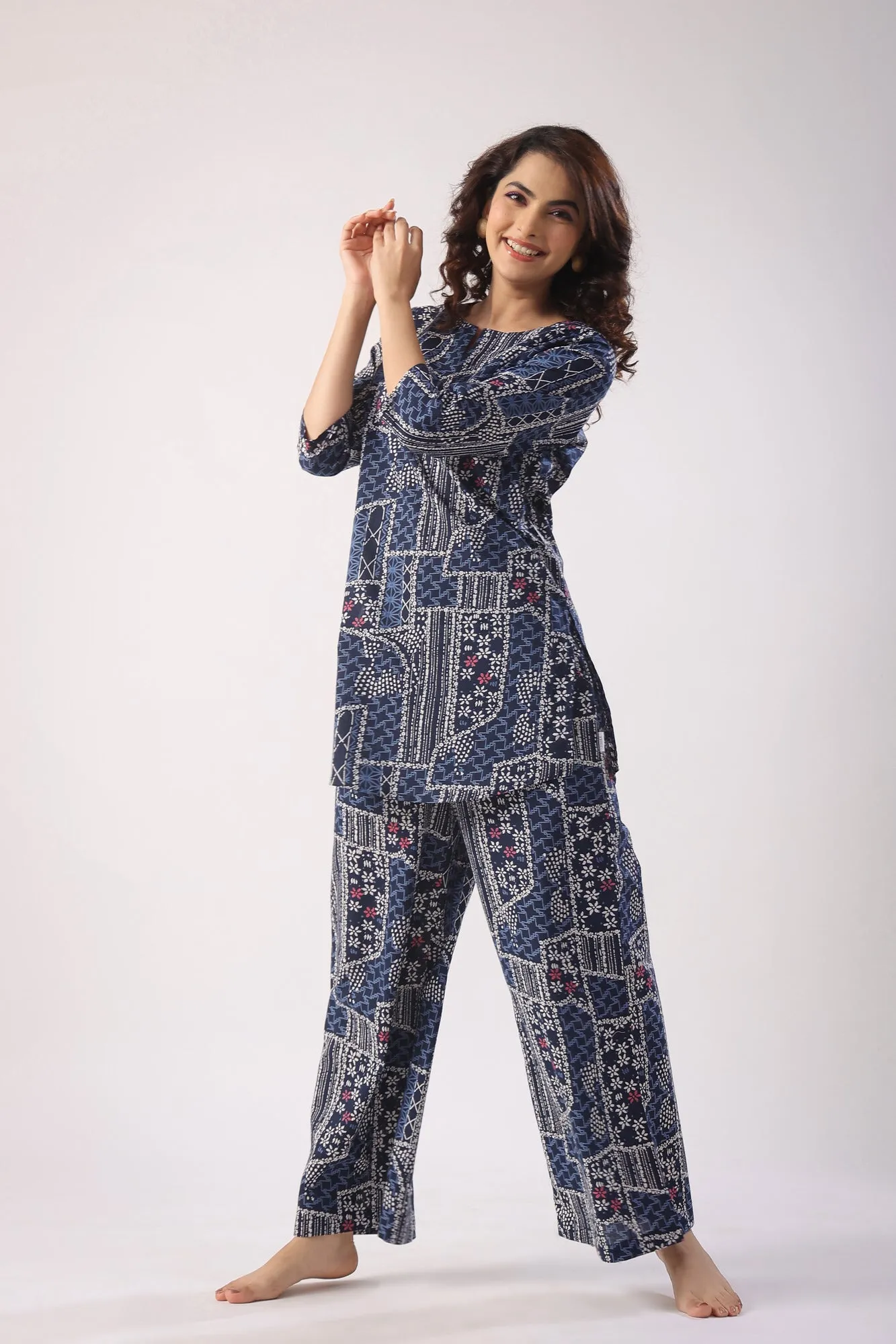 Doodle Art on Blue Lounge Co-ord Set