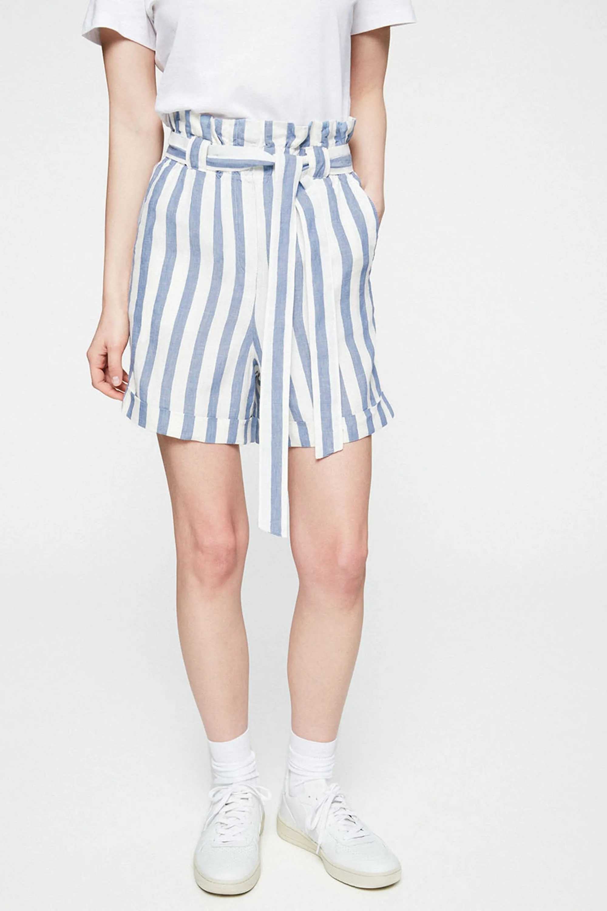 eliaa block stripe shorts breeze blue-off white