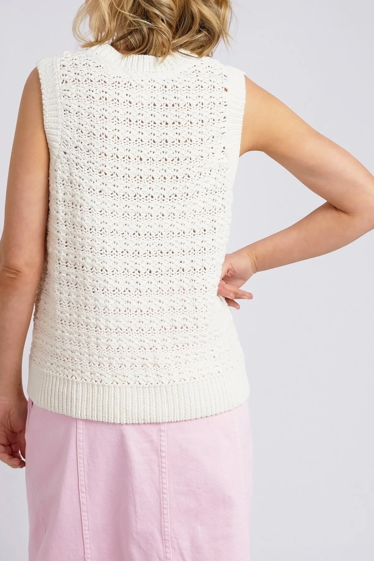 Elm Janey Knit Vest - Pearl