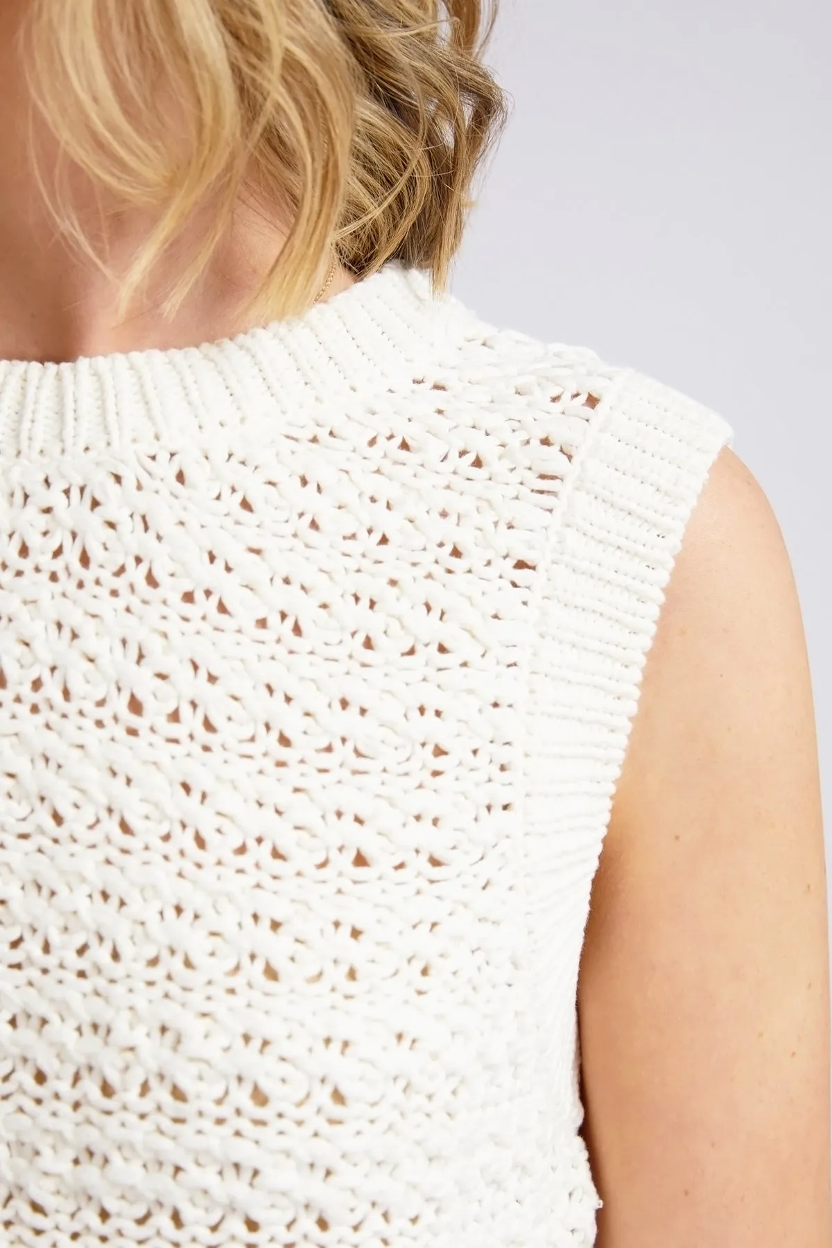 Elm Janey Knit Vest - Pearl