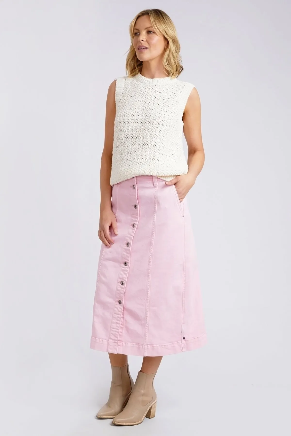 Elm Janey Knit Vest - Pearl