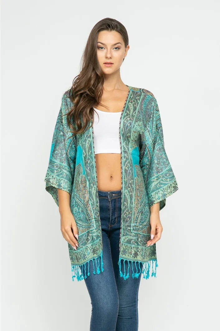 Embroidered Tapestry Jacket ~ Turquoise