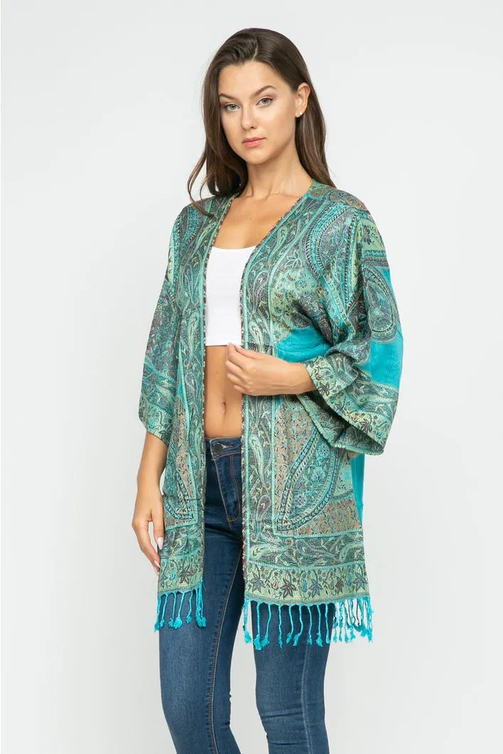 Embroidered Tapestry Jacket ~ Turquoise